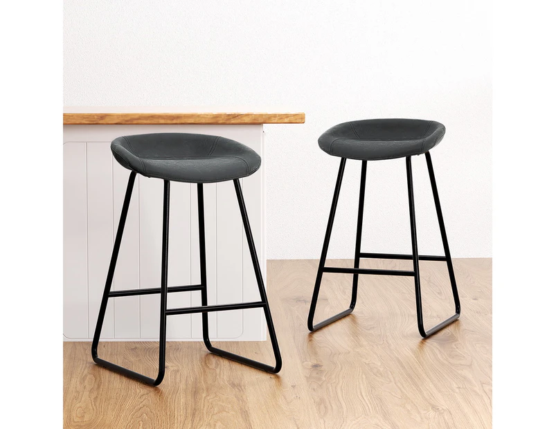 Artiss set of 2 Bar Stools Kitchen Dining Chairs Counter Stool PU Leather Metal