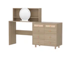 Artiss Dressing Table Set Stool LED Mirror Pine