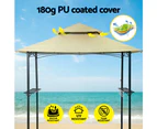 InstaHut Gazebo Outdoor Patio Marquee BBQ Grill Shelter Garden Shade Hooks Beige