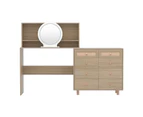 Artiss Dressing Table Set Stool LED Mirror Pine