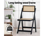 Artiss Dining Chair Wooden Rattan Foldable Black