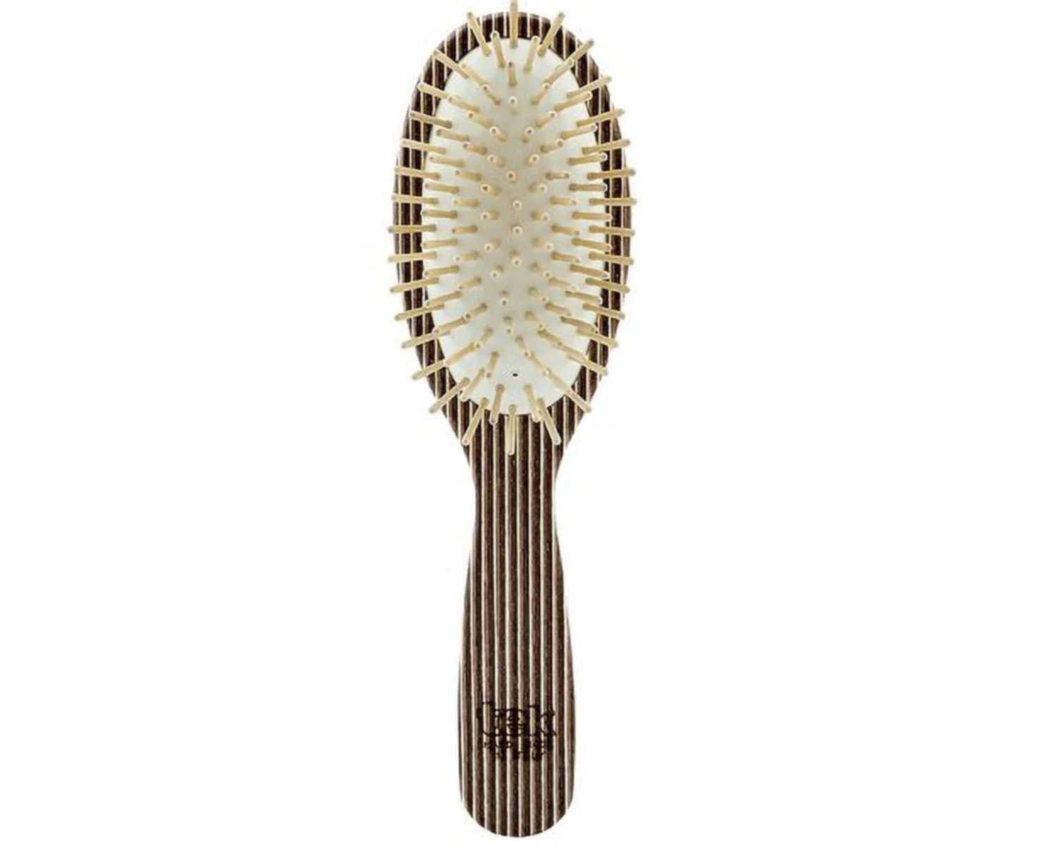 Tek Small Oval Ash Wood Brush with Long Handle - Tek - Kaleido Brown Stripe