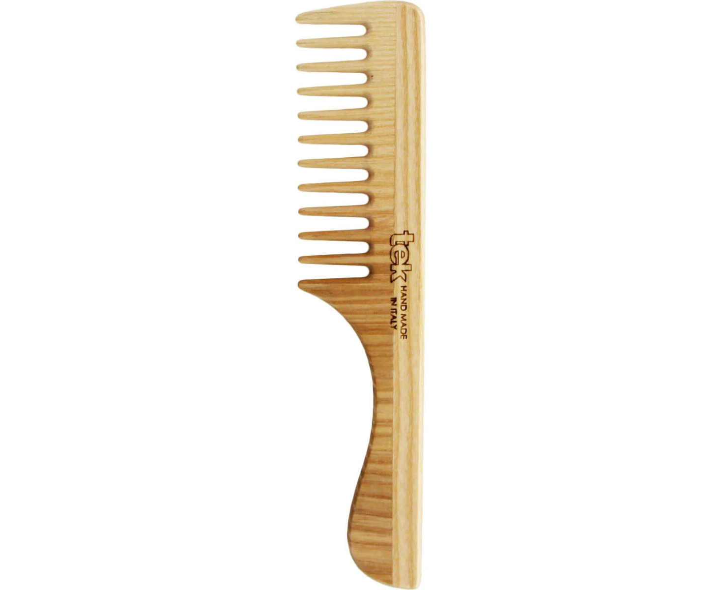 Tek Wide Tooth Ash Wood Comb with Handle - Tek