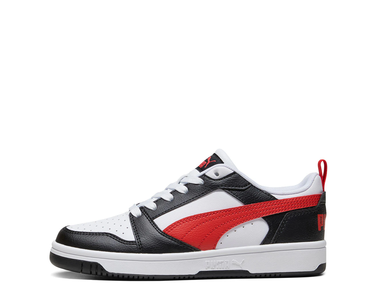 Puma Youth Boys' Rebound V6 Low Sneakers - Puma White/For All Time Red/Puma Black