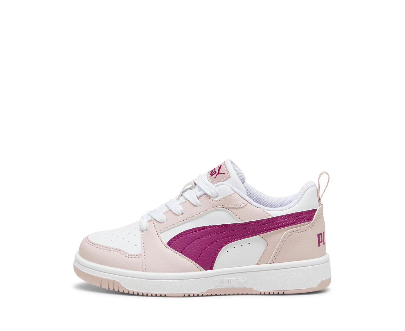 Puma Boys' Rebound V6 Low Sneakers - Puma White/Mauve Mist/Magenta Gleam