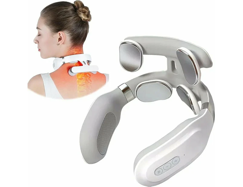 4 Head Neck Massager With Heat Vibration Light