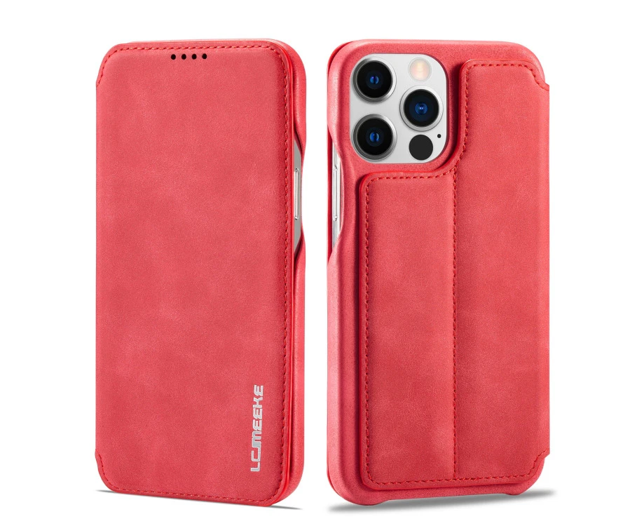 For Iphone 14 Pro Max Lc.imeeke Hon Ancient Series Flip Leather Phone Case (red)