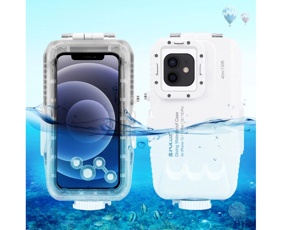 Puluz 40m/130ft Waterproof Diving Case For Iphone 13 / 13 Pro / 12 / 12 Pro, Photo Video Taking Underwater Housing Cover(white)