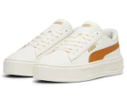 Puma Women's Smash Platform v3 Sneakers - Warm White/Caramel Latte/Gold