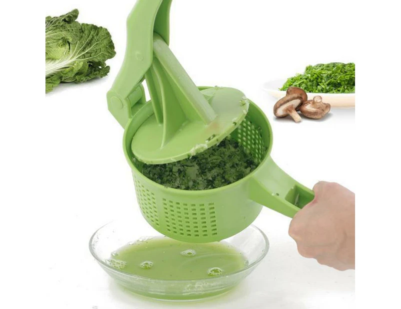 Multi Functional Fruit Vegetable Water Squeezer Drainer Kitchen Strainer - Green