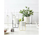 Ceramic Trinity Pot On Metal Plant Stand Nordic Home Decor - Black