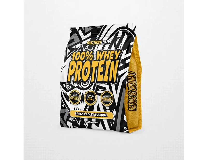 Faction Labs 100% Whey Protein | 1kg [30 Serves] - Banana Lolly