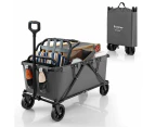 Costway Multifunctional Camping Trolley Foldable Storage Box Picnic Wagon Cart Grey