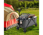 Costway Multifunctional Camping Trolley Foldable Storage Box Picnic Wagon Cart Grey