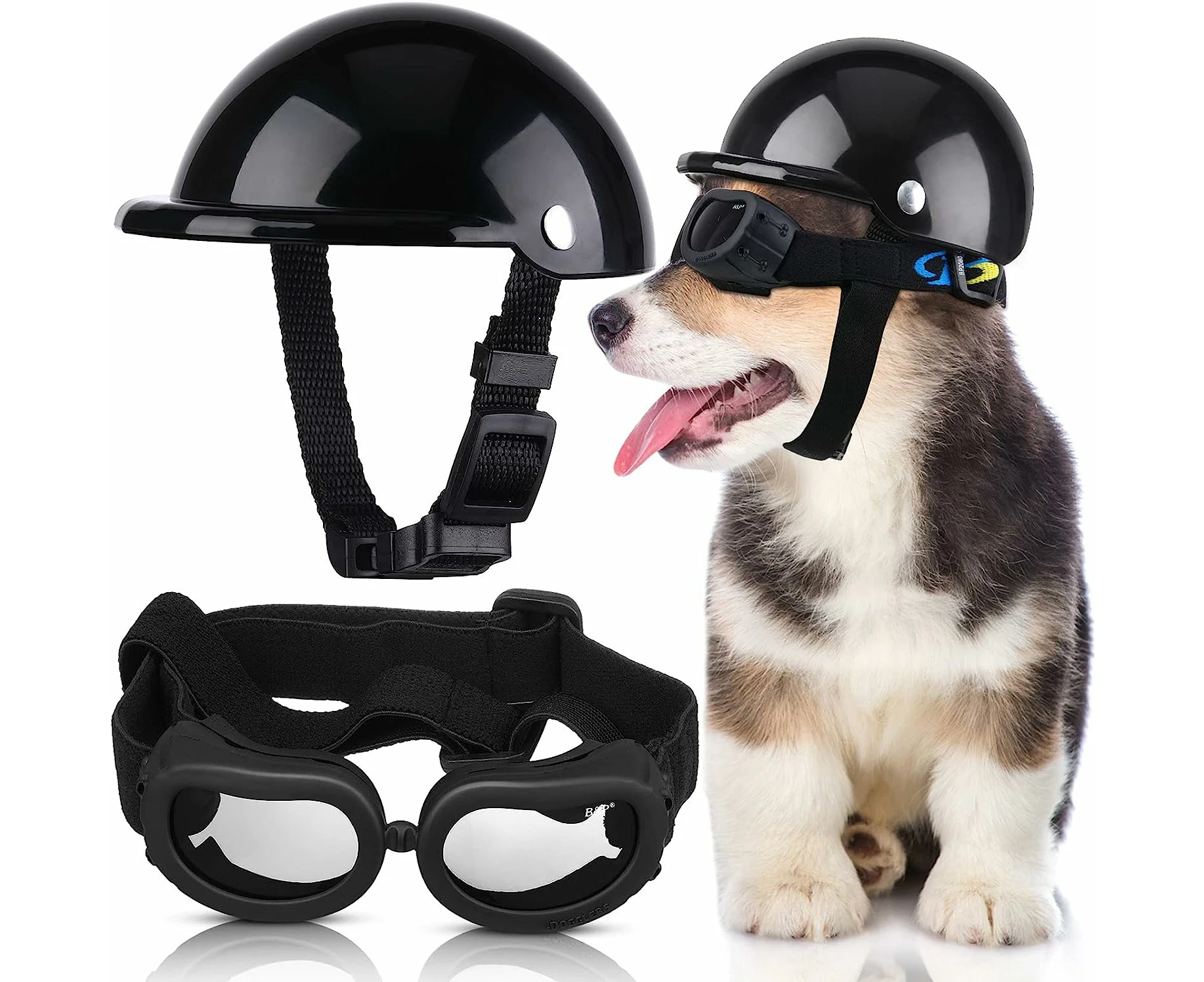 Dog Helmet Goggles, Small Size, Black