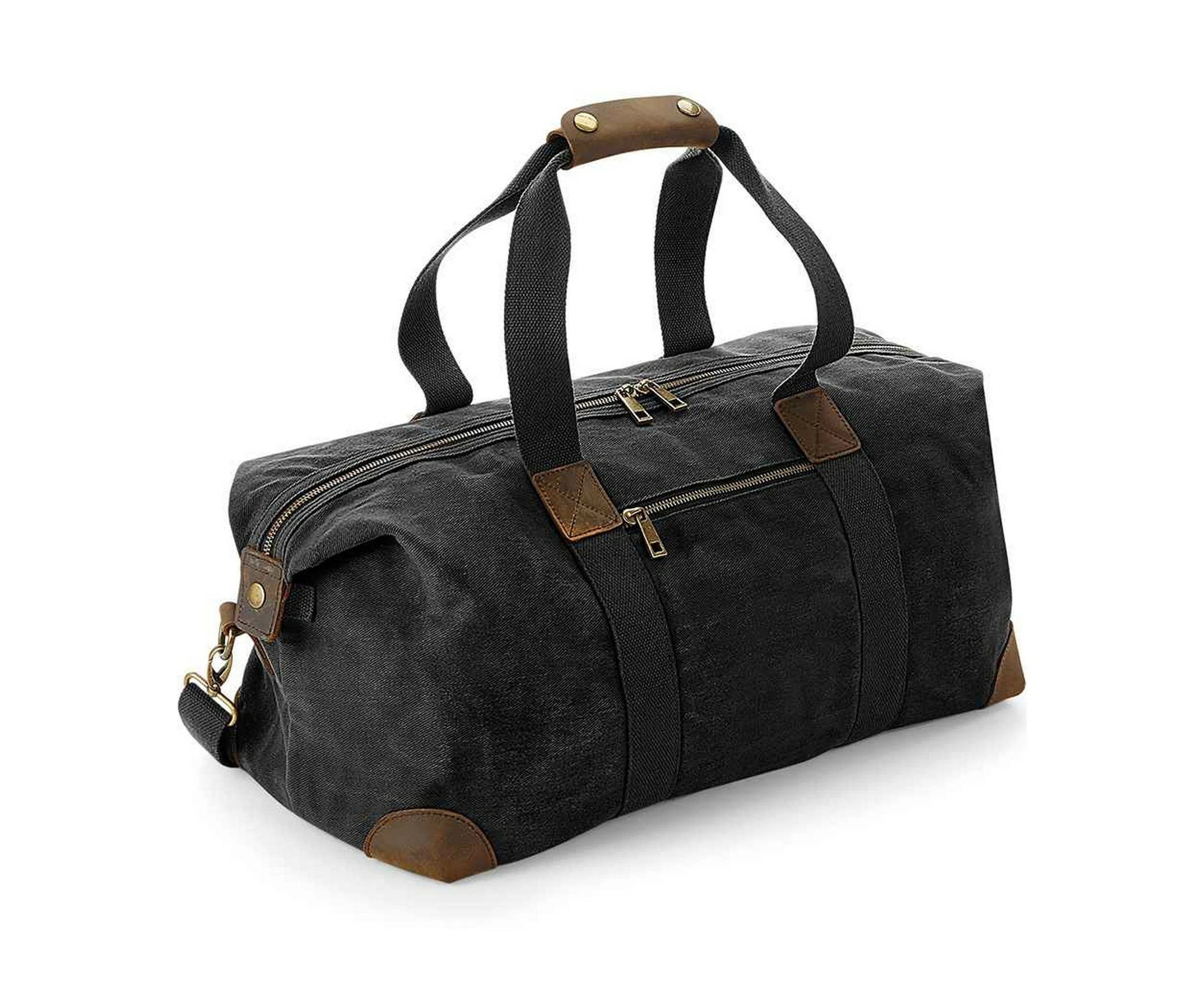 Quadra Heritage Leather Handled Holdall (Black) - PC5383