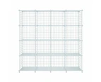 16 Cubes Wire Storage Shelf Cabinet DIY Metal Modular Organizer Rack White