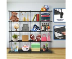 Metal Wire 16-Cube Organizer DIY Storage Modular Cabinet for Toys Books Clothes Black