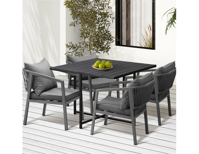 Livsip 4 Seater Outdoor Dining Set Patio Furniture Garden Black Table Setting