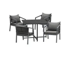 Livsip 4 Seater Outdoor Dining Set Patio Furniture Garden Black Table Setting