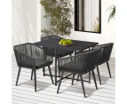 Livsip 5PCS Outdoor Dining Set Furniture Black Table Lounge Chairs Patio Setting