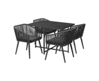 Livsip 5PCS Outdoor Dining Set Furniture Black Table Lounge Chairs Patio Setting