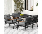 Livsip 4 Seater Outdoor Dining Set Patio Furniture Garden Black Table and Chairs