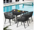 Livsip 5PCS Outdoor Dining Set Furniture Black Table Lounge Chairs Patio Setting