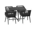 Livsip 5PCS Outdoor Dining Set Furniture Black Table Lounge Chairs Patio Setting