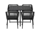 Livsip 5PCS Outdoor Dining Set Furniture Black Table Lounge Chairs Patio Setting