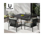 Livsip Outdoor Dining Set Black Table and Chairs 5PCS Patio Furniture Setting