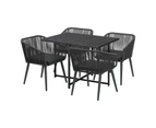 Livsip 5PCS Outdoor Dining Set Furniture Black Table Lounge Chairs Patio Setting