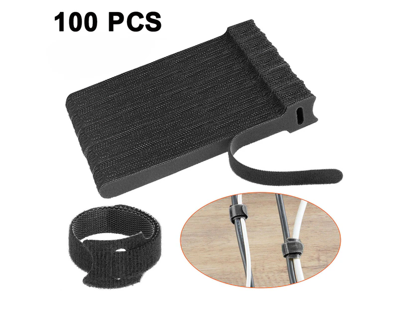 100pcs Velcro Cable Ties, Wire and Cable Storage, Fixed Self-Adhesive Straps, Reusable