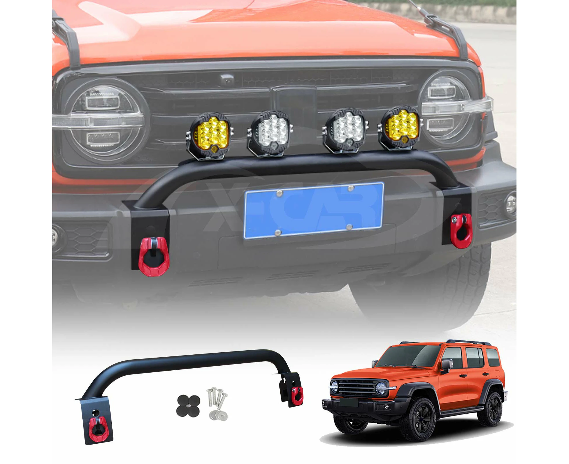 Nudge Bar For GWM Tank 300 2023-2024 Bullbar Front Bumper LED Light Holder Decoration Modification Accessories