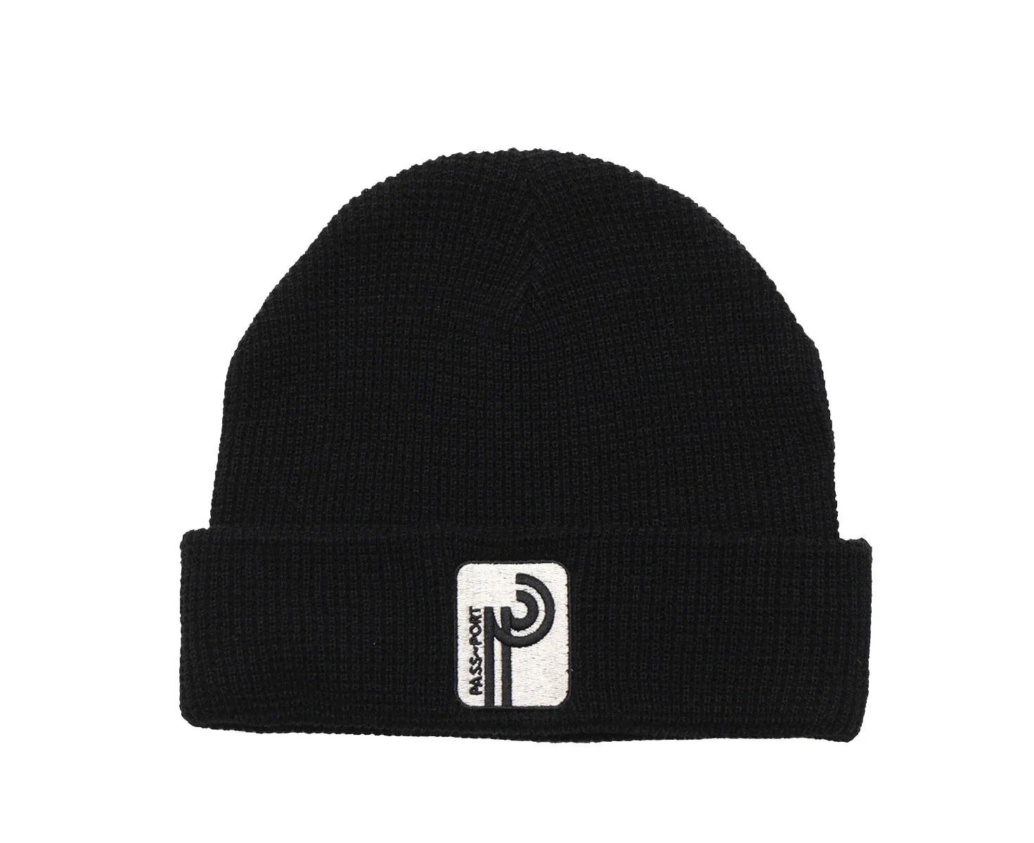 Passport Beanie Long Con Waffle Knit Black