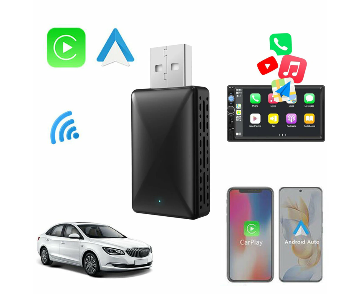 2 in-1 Wireless WiFi CarPlay Adapter Plug and Play Bluetooth Android Auto Car Dongle Connect Box