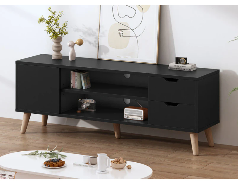 ALFORDSON Entertainment Unit TV Stand Storage 120cm Black