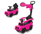 3-in-1 Kids Ride on Push Car Licensed Mercedes Benz Baby Foot-to-Floor Sliding Walker w/Adjustable Canopy Pink