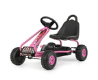 Pedal Powered Go Karts Outdoor Ride On Toys Racing Car w/Adjustable Seat & Non-slip Wheels Pink