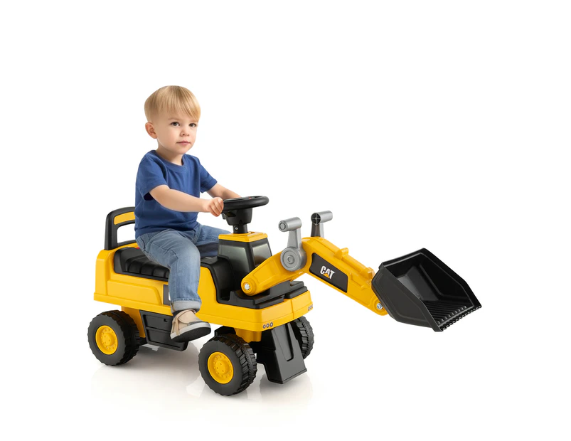 Kids Ride On Excavator Digger Toy Bulldozer Truck Construction Vehicle w/Adjustable Bucket