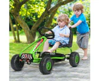 Pedal Powered Go Karts Outdoor Ride On Toys Racing Car w/Adjustable Seat & Non-slip Wheels Green