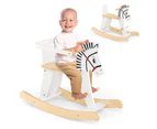 Wooden Rocking Horse Kids Ride On Toy w/Detachable Fences Indoor Animal Rocker White