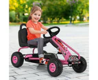 Pedal Powered Go Karts Outdoor Ride On Toys Racing Car w/Adjustable Seat & Non-slip Wheels Pink