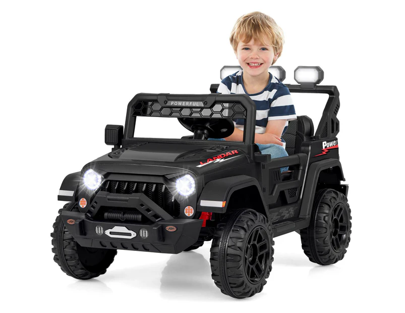 12V Kids Ride on Truck Electric Toy Vehicle w/Treaded Wheels & Music & USB Port Children Ride on Car Black