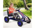 Kids Pedal Go Karts Ride On Toys Racing Car w/Rubber Wheels Moves Forward and in Reverse Blue