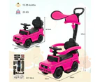 3-in-1 Kids Ride on Push Car Licensed Mercedes Benz Baby Foot-to-Floor Sliding Walker w/Adjustable Canopy Pink