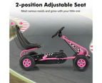 Pedal Powered Go Karts Outdoor Ride On Toys Racing Car w/Adjustable Seat & Non-slip Wheels Pink