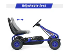 Pedal Powered Go Karts Outdoor Ride On Toys Racing Car w/Adjustable Seat & Non-slip Wheels Blue