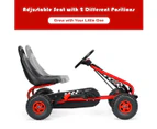 Pedal Powered Go Karts Outdoor Ride On Toys Racing Car w/Adjustable Seat & Non-slip Wheels Red