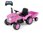 2-in-1 Kids Ride On Tractor 12V Electric Toy Car w/Detachable Trailer & Remote Control Toddler Toys Pink